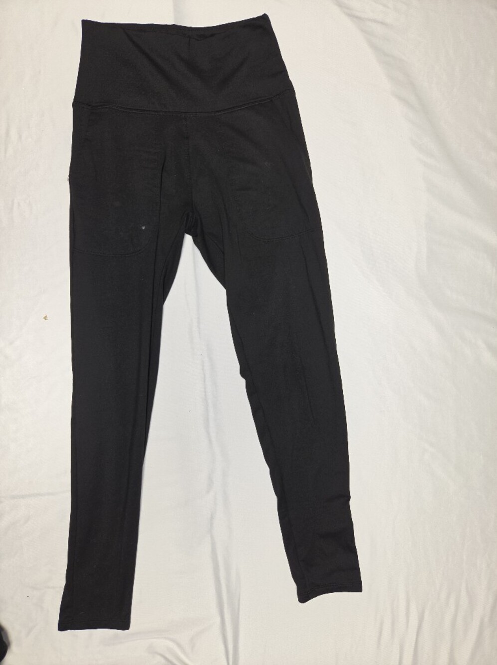 Lot of 2 Pairs Black Fleece Lined High Waisted Winter Leggings Pockets S/M